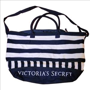 Victoria's Secret Gym Bag Big Bold Striped Travel Weekender Bag